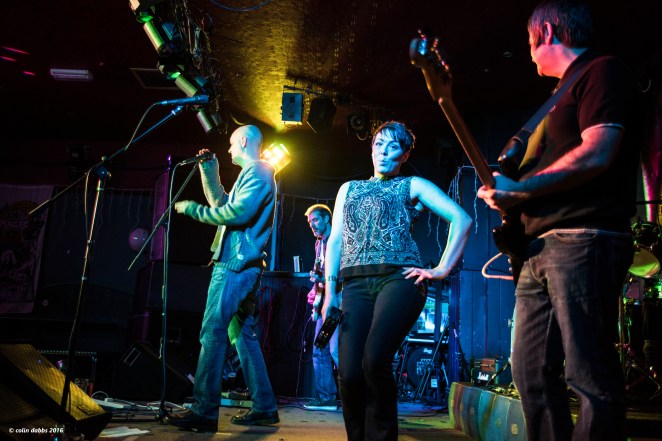 Point a camera at Abi, even mid-gig and this happens... Image by Colin Dabbs